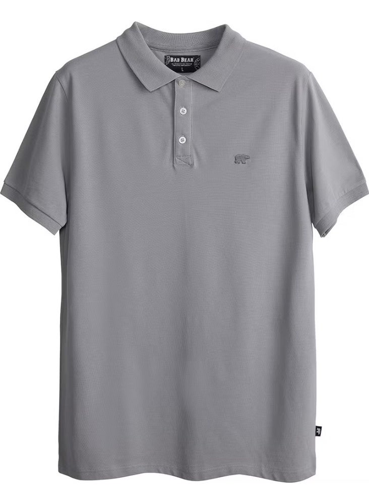 Bad Bear Men's Gray Polo T-Shirt - Image 2